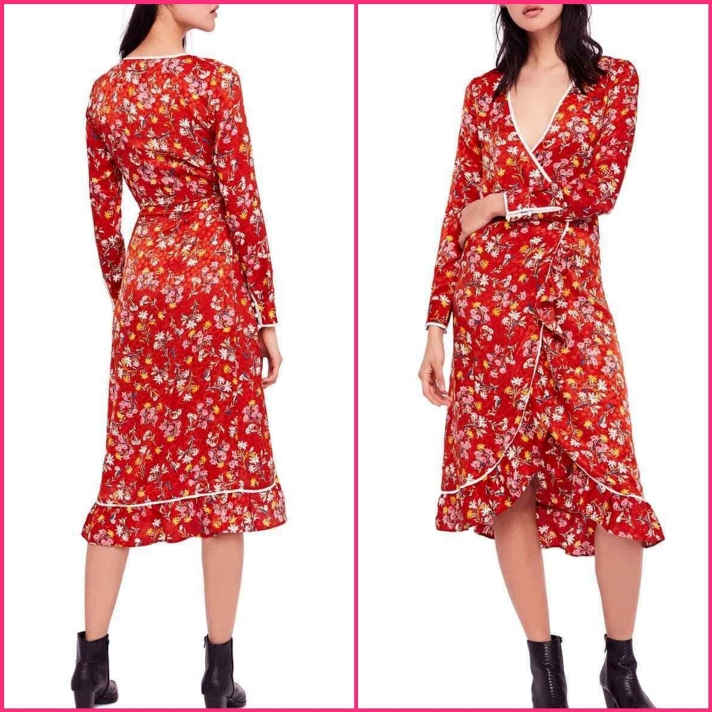 Free People Midi Wrap Dress Size 10 NWT